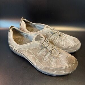 Clarks Privo 75943 Womens 7M Suede Mesh Bungee Slip On Walking Shoes Gray Brown